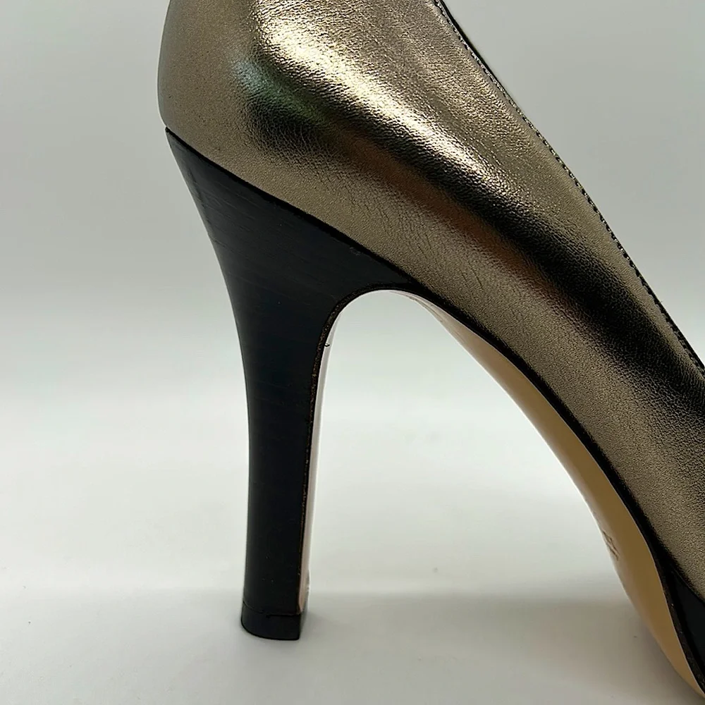 Gucci Authentic Gorgeous Metallic Nappa Silk Block Heel Shoes **Size 7** - Picture 5 of 11